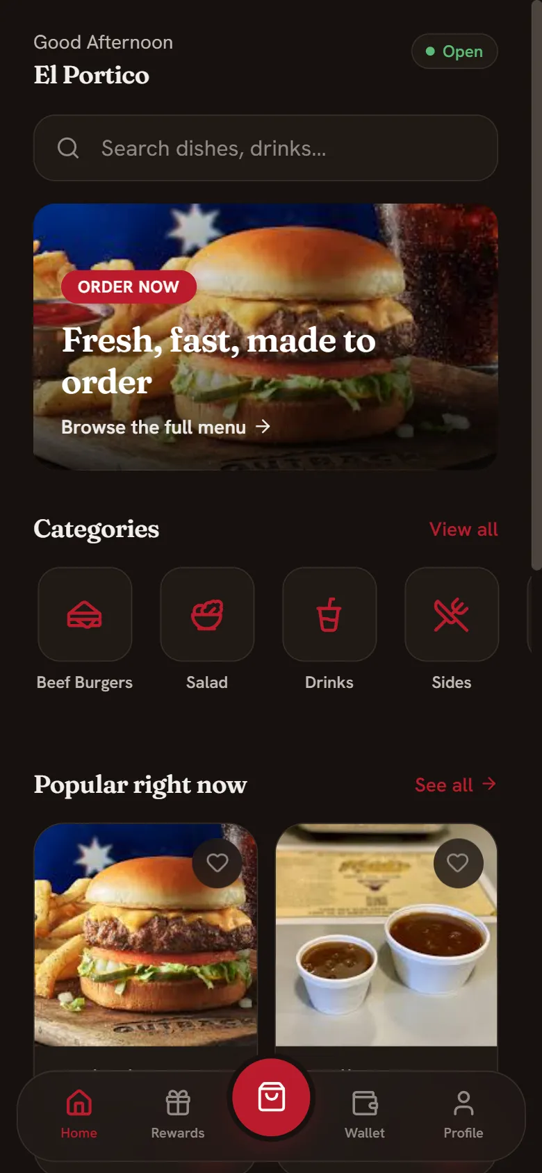Generation two mobile app in dark theme