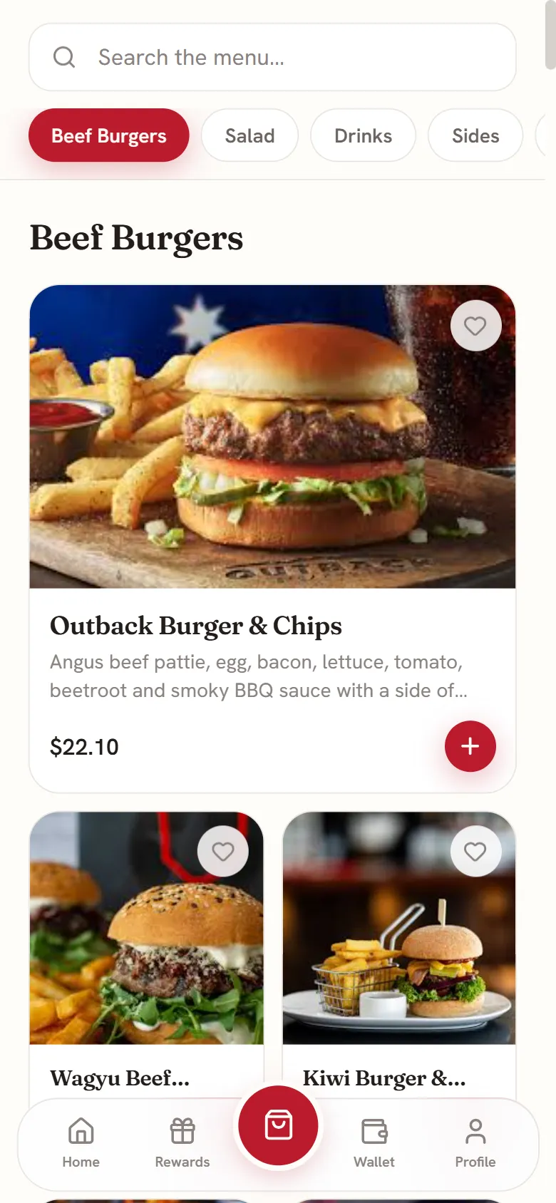 Generation two app menu screen